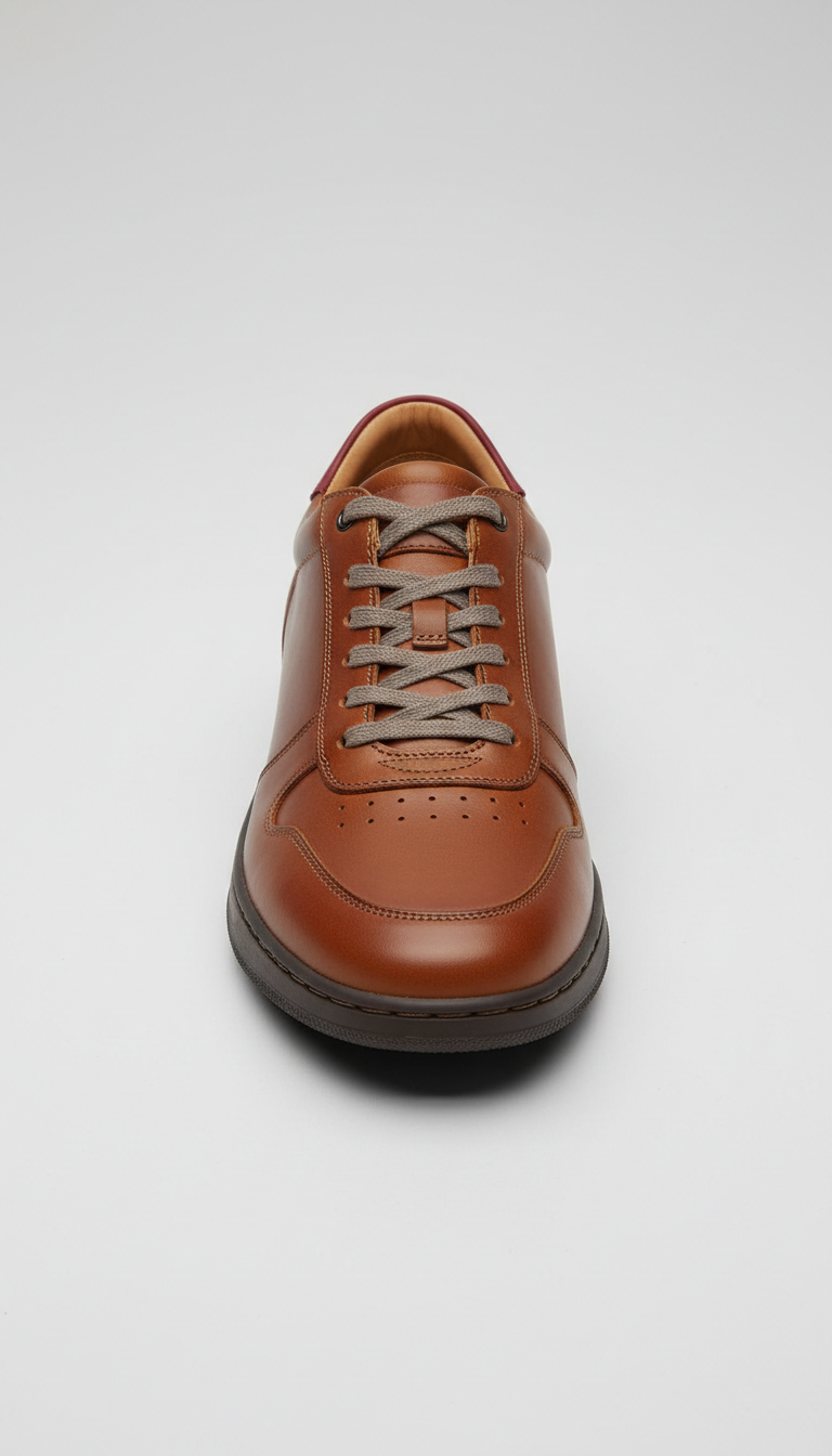 Burnished Leather Brown Low-Top Sneaker